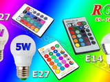 Многоцветна LED крушка с дистанционно управление + ПОДАРЪК батерия CR2025