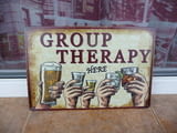 Метална табела алкохол Групова терапия Group therapy here бира уиски водка текила