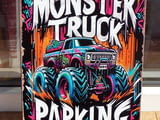 Метална табела кола Monster truck Чудовищен джип паркира тук